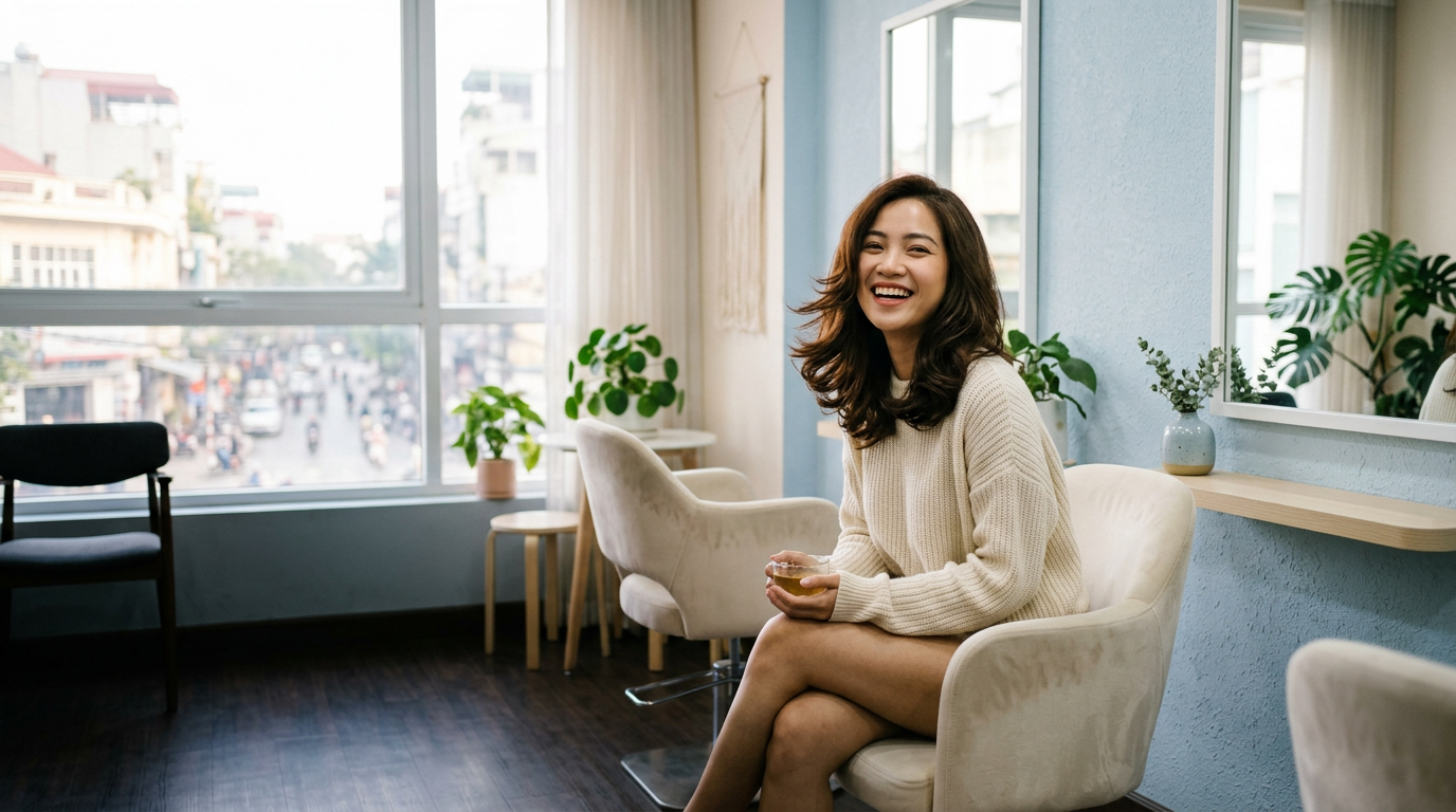 Không gian salon Mây với ánh sáng dịu